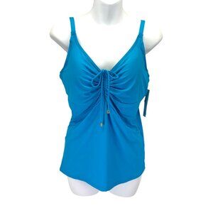 Sunsets Marina Tankini Top 36DD Bra Sized Swimwear Poolside Blue NWT